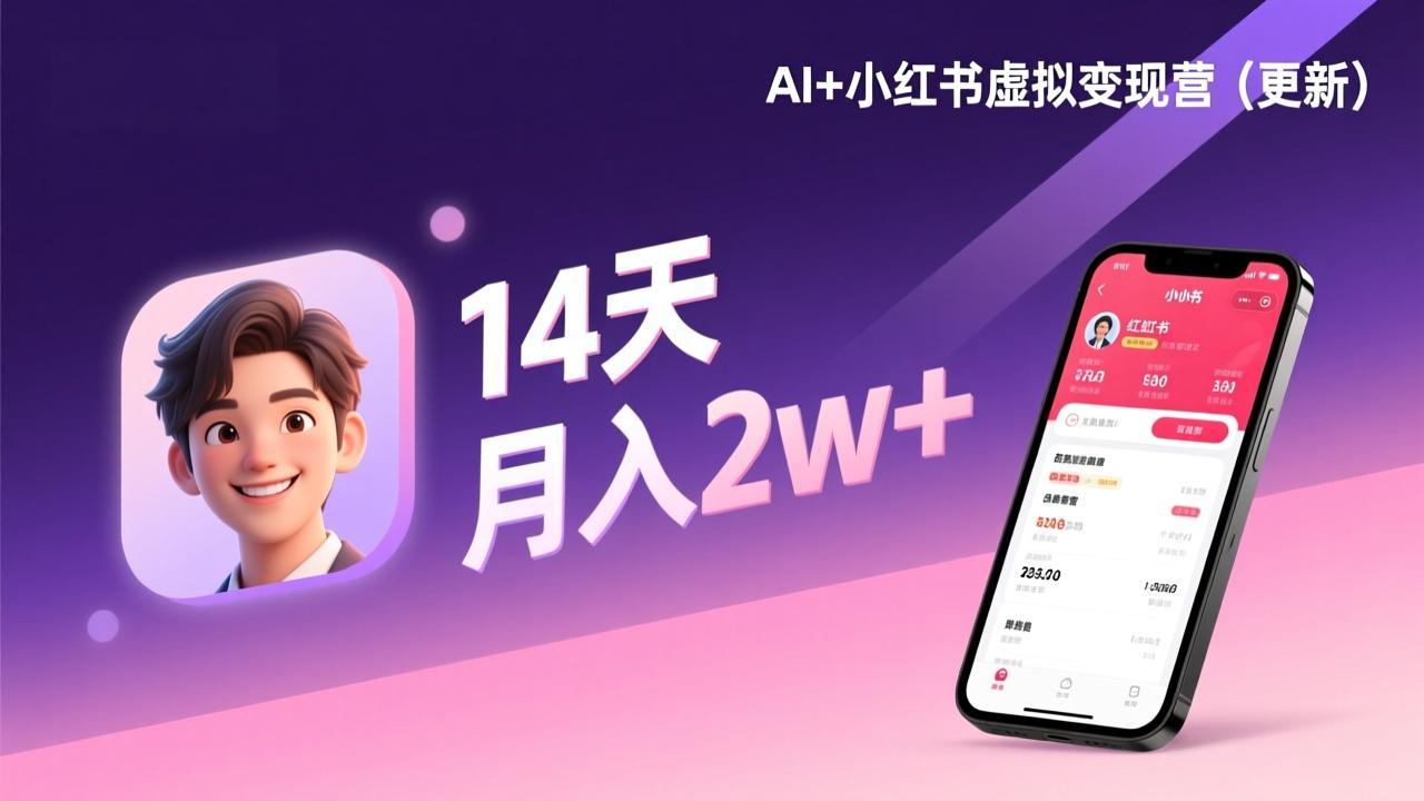 （17275期）AI+小红书虚拟变现营（更新），14天掌握选品、笔记、成交，打造自动化月入2w+事业网创吧-网创项目资源站-副业项目-创业项目-搞钱项目网创吧