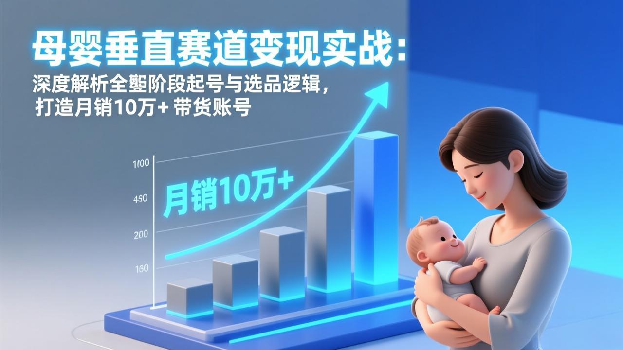 （17233期）母婴垂直赛道变现实战：深度解析三大阶段起号与选品逻辑，打造月销10万+带货账号网创吧-网创项目资源站-副业项目-创业项目-搞钱项目网创吧