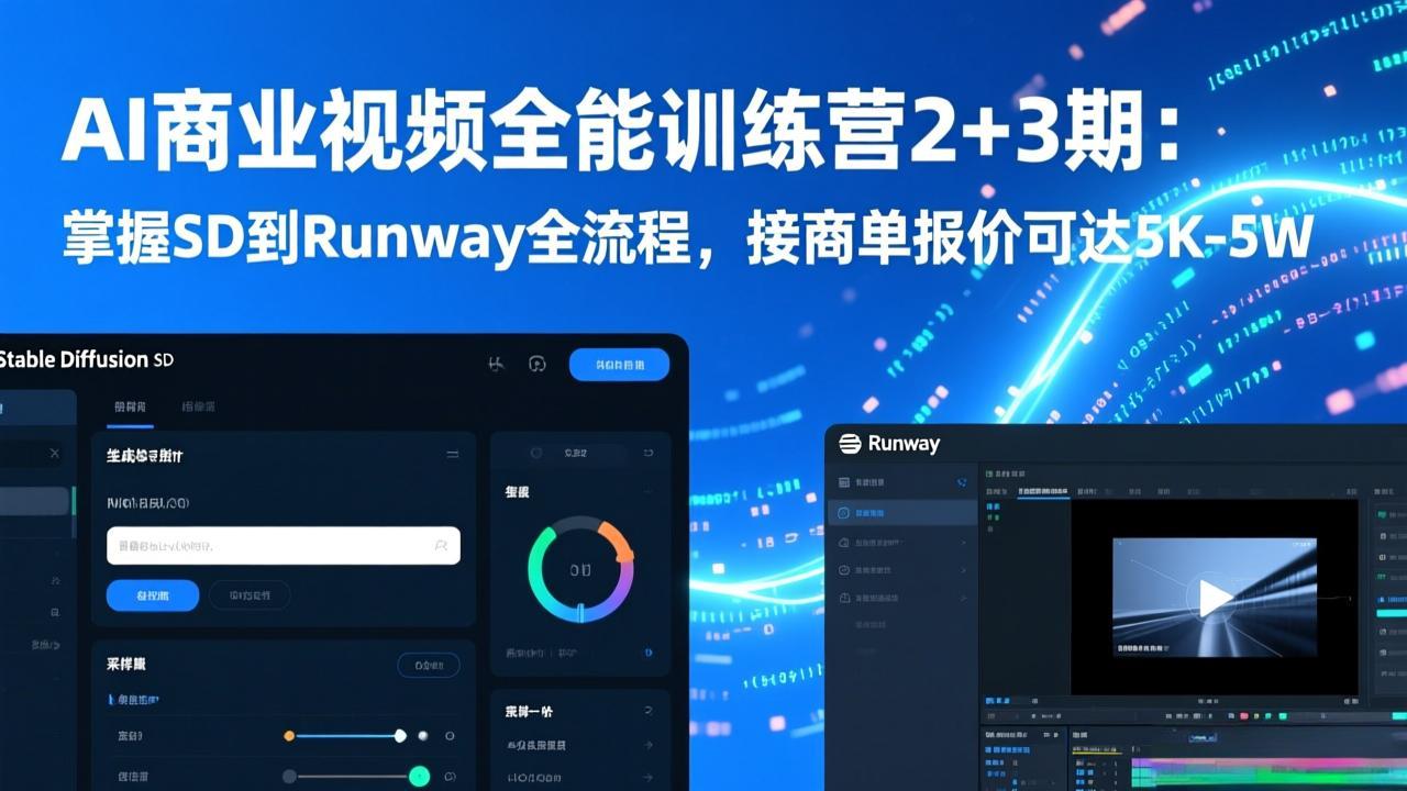 （17235期）AI商业视频全能训练营2+3期：掌握SD到Runway全流程，接商单报价可达5K-5W网创吧-网创项目资源站-副业项目-创业项目-搞钱项目网创吧
