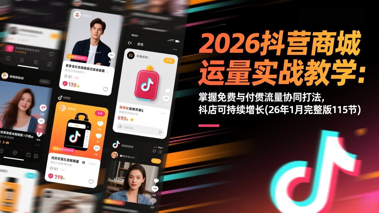 （17165期）2026抖音商城运营实战教学：掌握免费与付费流量协同打法，抖店可持续增长(26年1月完整版115节)网创吧-网创项目资源站-副业项目-创业项目-搞钱项目网创吧