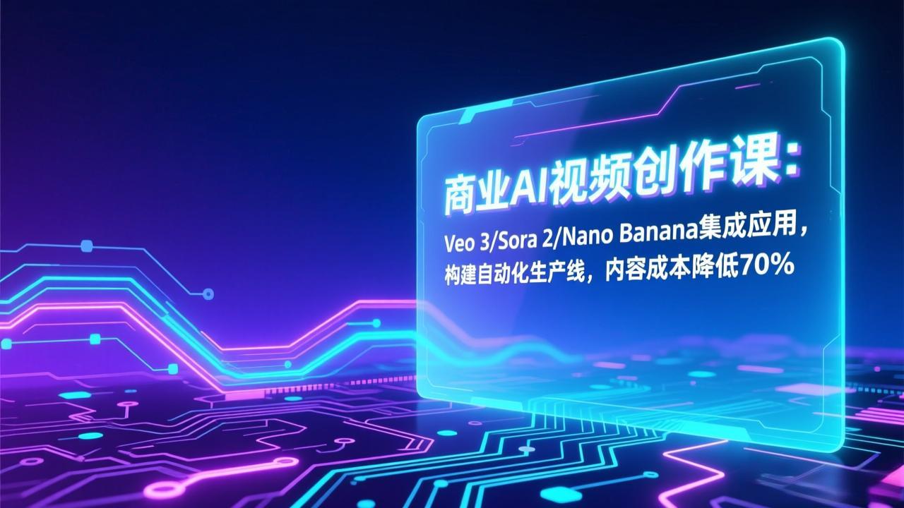 （17070期）商业AI视频创作课：Veo 3/Sora 2/Nano Banana集成应用，构建自动化生产线，内容成本降低70%网创吧-网创项目资源站-副业项目-创业项目-搞钱项目网创吧
