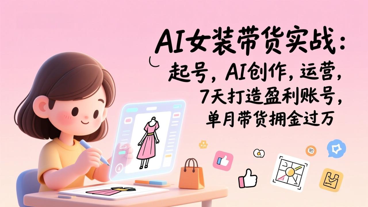 （17088期）AI女装带货实战：起号，AI创作，运营，7天打造盈利账号，单月带货佣金过万网创吧-网创项目资源站-副业项目-创业项目-搞钱项目网创吧