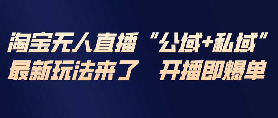 (17098期)淘宝无人直播最新玩法,包含私域和公域两种玩法网创吧-网创项目资源站-副业项目-创业项目-搞钱项目网创吧