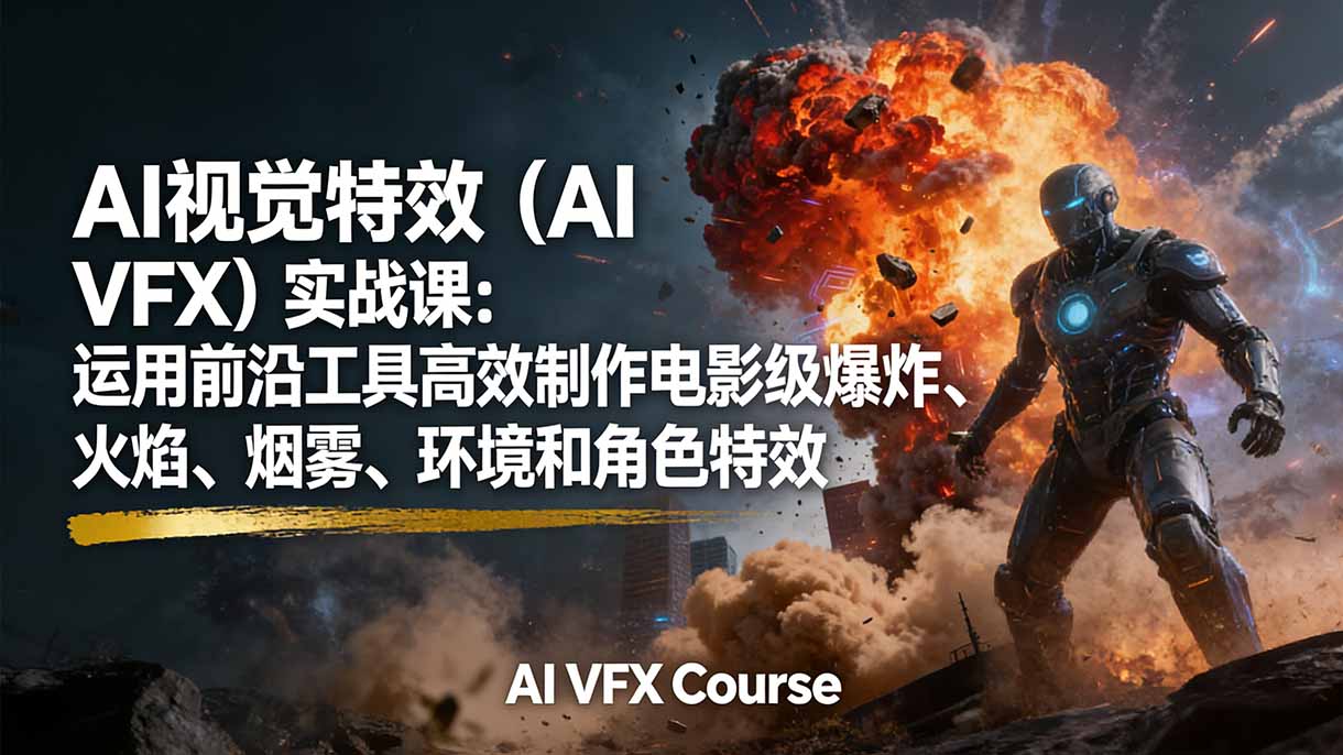 （17212期）AI视觉特效（AI VFX）实战课：运用前沿工具高效制作电影级爆炸、火焰、烟雾、环境和角色特效网创吧-网创项目资源站-副业项目-创业项目-搞钱项目网创吧