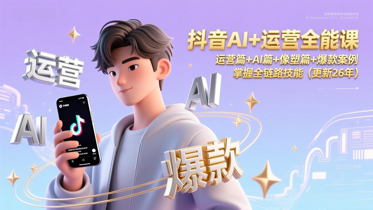 （17078期）抖音AI+运营全能课，运营篇+AI篇+像塑篇+爆款案例，掌握全链路技能（更新26年）网创吧-网创项目资源站-副业项目-创业项目-搞钱项目网创吧
