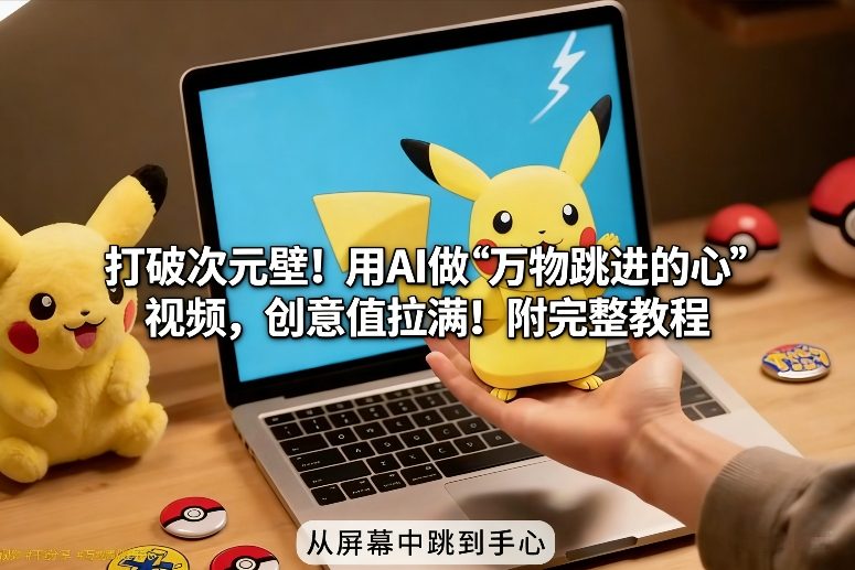打破次元壁！用AI做【万物跳进手心】视频，创意值拉满！附完整教程网创吧-网创项目资源站-副业项目-创业项目-搞钱项目网创吧