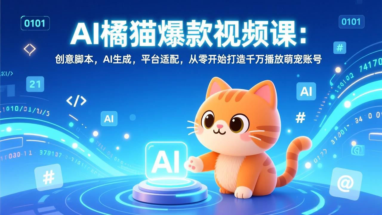 （17091期）AI橘猫爆款视频课：创意脚本，AI生成，平台适配，从零开始打造千万播放萌宠账号网创吧-网创项目资源站-副业项目-创业项目-搞钱项目网创吧
