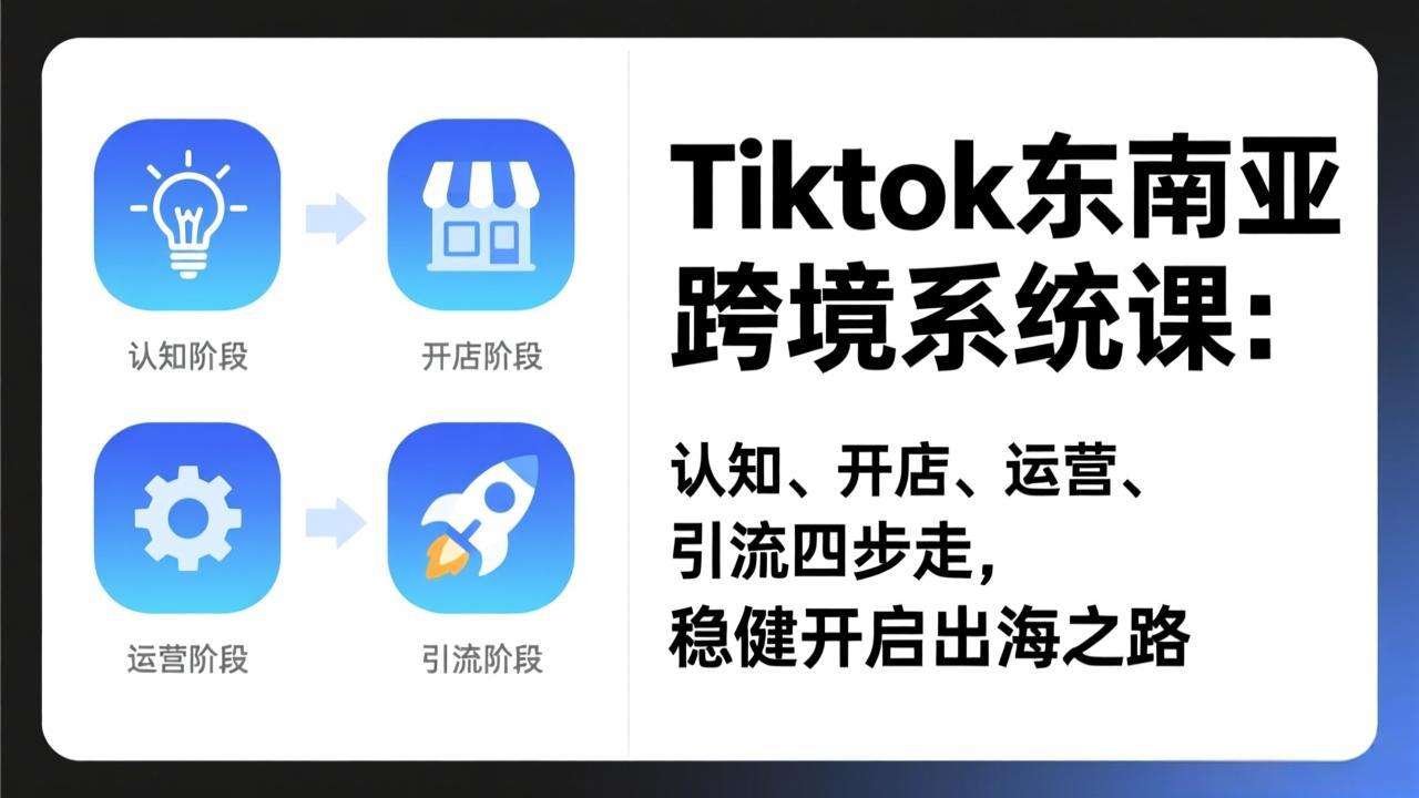 （17243期）TikTok东南亚跨境系统课：认知、开店、运营、引流四步走，稳健开启出海之路网创吧-网创项目资源站-副业项目-创业项目-搞钱项目网创吧