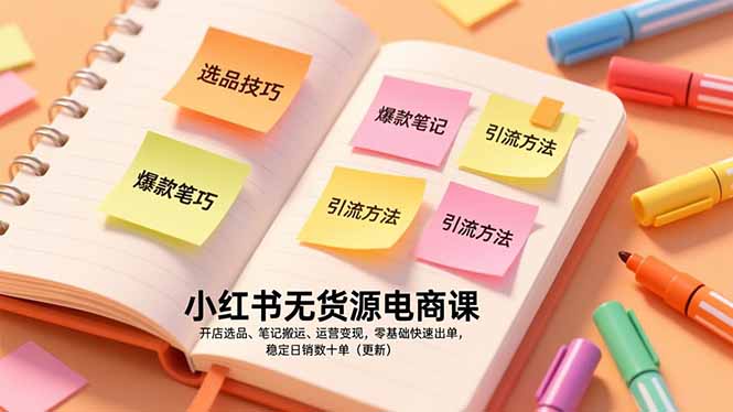 （17018期）小红书无货源电商课，开店选品、笔记搬运、运营变现，零基础快速出单，稳定日销数十单（更新）网创吧-网创项目资源站-副业项目-创业项目-搞钱项目网创吧
