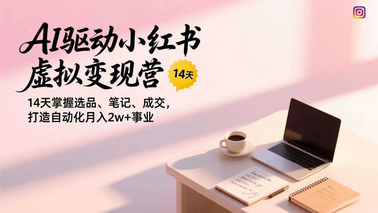 (17204期)AI驱动小红书虚拟变现营,14天掌握选品、笔记、成交,打造自动化月入2w+事业网创吧-网创项目资源站-副业项目-创业项目-搞钱项目网创吧