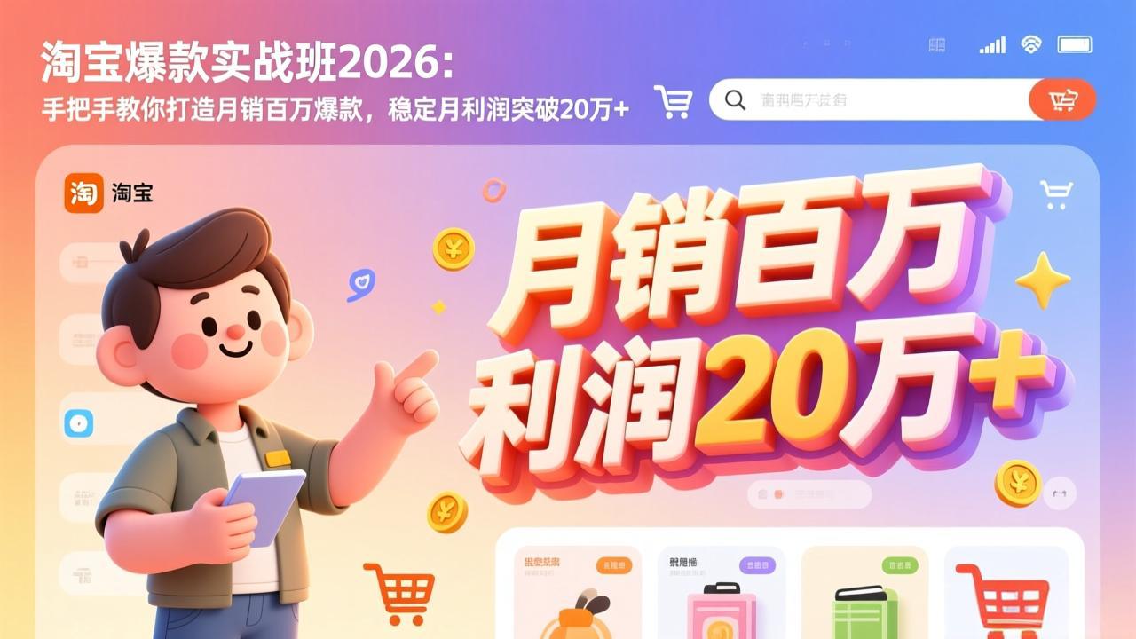 （17209期）淘宝爆款实战班2026：手把手教你打造月销百万爆款，稳定月利润突破20万+网创吧-网创项目资源站-副业项目-创业项目-搞钱项目网创吧