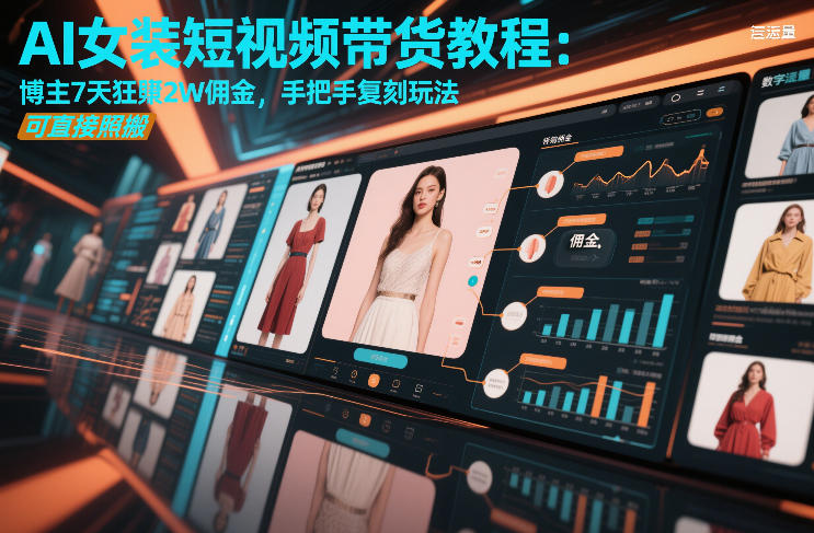 AI女装短视频带货教程：博主7天狂賺2W佣金，手把手复刻玩法，可直接照搬网创吧-网创项目资源站-副业项目-创业项目-搞钱项目网创吧