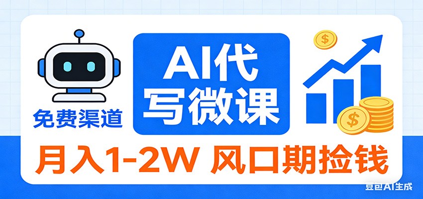 2026告别打工！AI 代写微课，提供免费渠道，月入 1-2W 风口期捡钱网创吧-网创项目资源站-副业项目-创业项目-搞钱项目网创吧