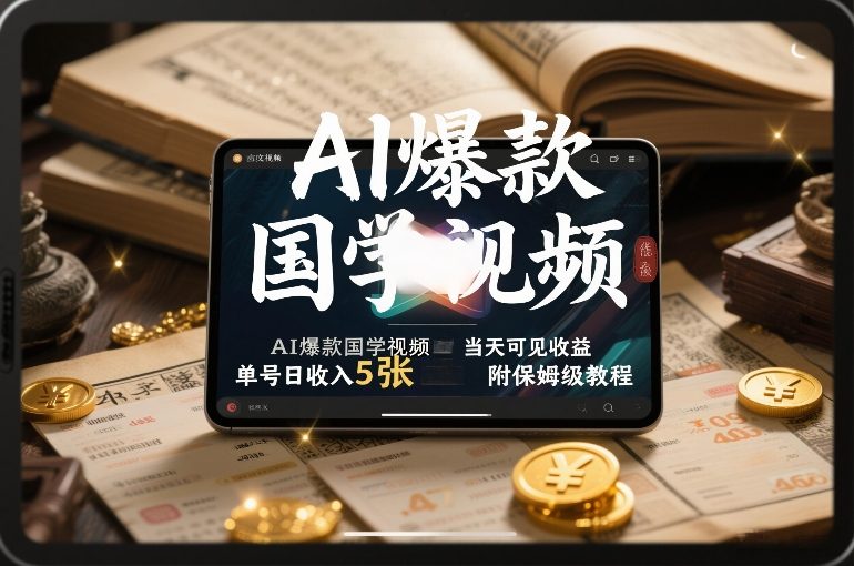 AI爆款国学视频，独家起号方法，小白直接上手，当天可见收益，单号日收入5张+附保姆级教程网创吧-网创项目资源站-副业项目-创业项目-搞钱项目网创吧