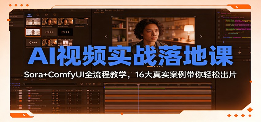 AI视频实战落地课：Sora+ComfyUI全流程教学，16大真实案例带你轻松出片网创吧-网创项目资源站-副业项目-创业项目-搞钱项目网创吧