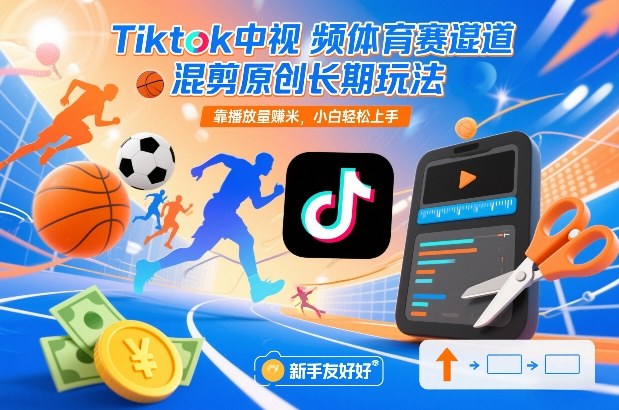 Tiktok中视频体育赛道混剪原创长期玩法，靠播放量賺米，小白轻松上手网创吧-网创项目资源站-副业项目-创业项目-搞钱项目网创吧