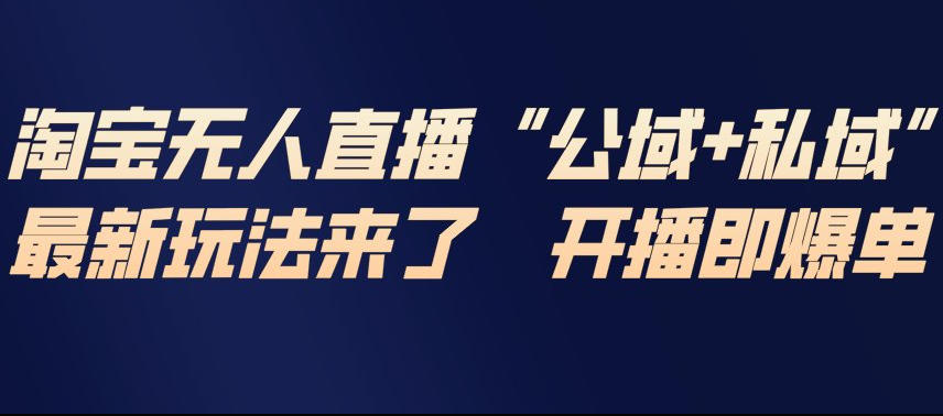 淘宝无人直播完整教程，公试+私域，最新玩法来了，开播即爆单网创吧-网创项目资源站-副业项目-创业项目-搞钱项目网创吧