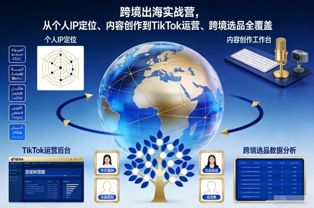 跨境出海实战营，从个人IP定位、内容创作到TikTok运营、跨境选品全覆盖网创吧-网创项目资源站-副业项目-创业项目-搞钱项目网创吧