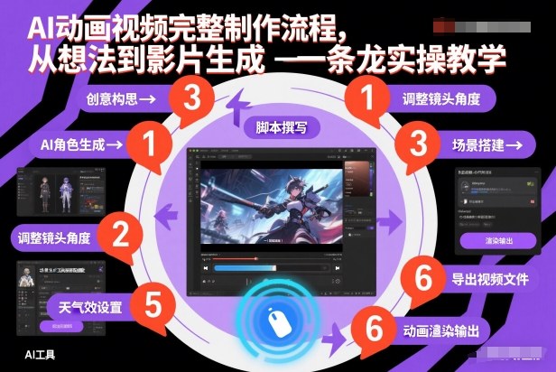 AI动画视频完整制作流程，从想法到影片生成一条龙实操教学网创吧-网创项目资源站-副业项目-创业项目-搞钱项目网创吧