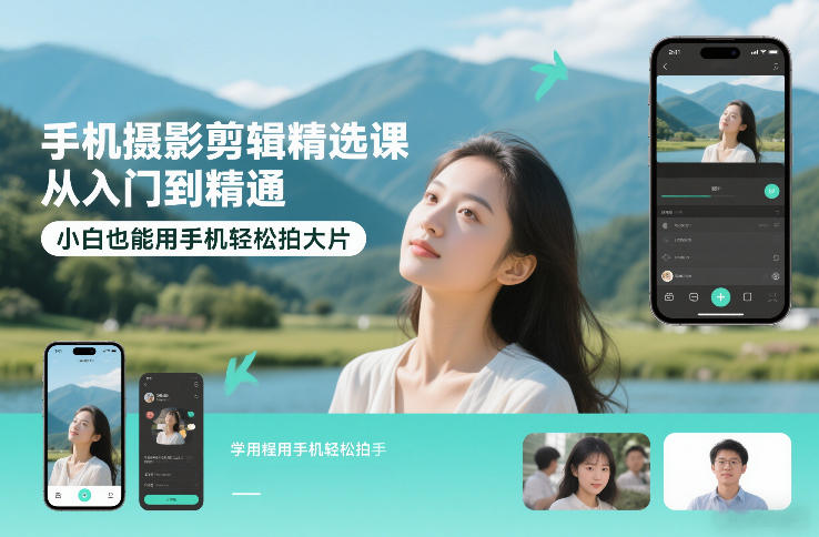 手机摄影剪辑精选课,从入门到精通,小白也能用手机轻松拍大片网创吧-网创项目资源站-副业项目-创业项目-搞钱项目网创吧