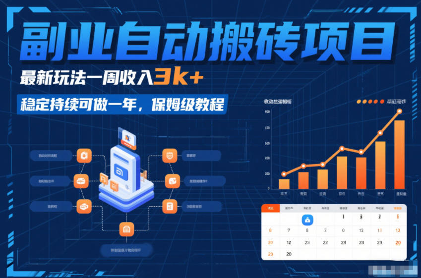 副业自动搬砖项目，最新玩法一周收入3k+，稳定持续可做一年，保姆级教程【揭秘】网创吧-网创项目资源站-副业项目-创业项目-搞钱项目网创吧