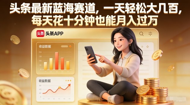 头条最新蓝海赛道，一天轻松大几张，每天花十分钟也能月入过1W【揭秘】网创吧-网创项目资源站-副业项目-创业项目-搞钱项目网创吧