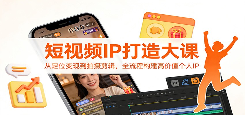 短视频IP打造大课：从定位变现到拍摄剪辑，全流程构建高价值个人IP网创吧-网创项目资源站-副业项目-创业项目-搞钱项目网创吧