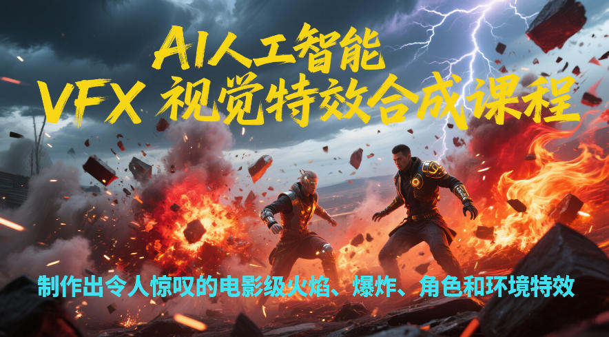 AI人工智能VFX视觉特效合成课程，制作出令人惊叹的电影级火焰、爆炸、角色和环境特效网创吧-网创项目资源站-副业项目-创业项目-搞钱项目网创吧