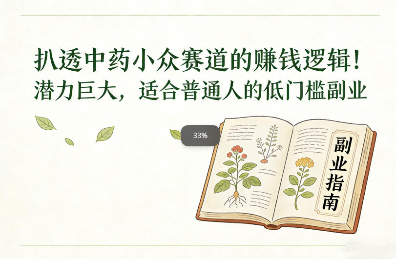 扒透中药小众赛道的賺米逻辑，潜力巨大，适合普通人的低门槛副业网创吧-网创项目资源站-副业项目-创业项目-搞钱项目网创吧