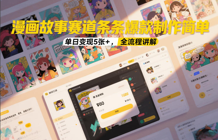 漫画故事赛道条条爆款制作简单,单日变现5张+,全流程讲解网创吧-网创项目资源站-副业项目-创业项目-搞钱项目网创吧