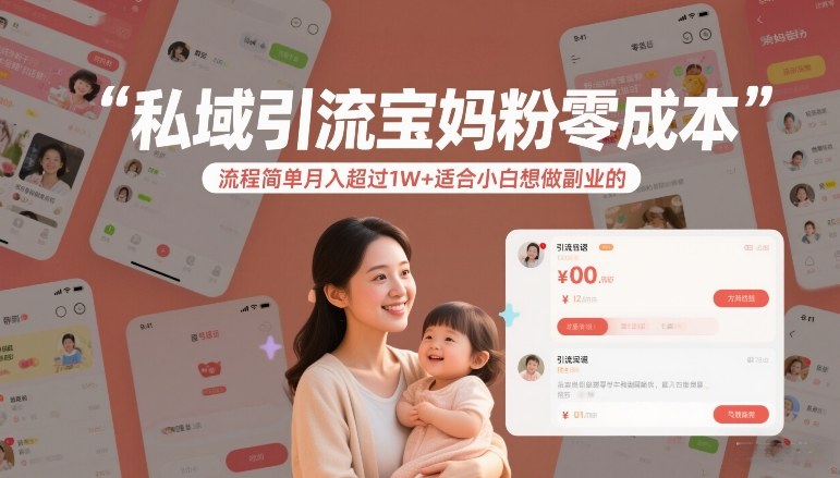 私域引流宝妈粉零成本流程简单月入超过1W+适合小白想做副业的网创吧-网创项目资源站-副业项目-创业项目-搞钱项目网创吧
