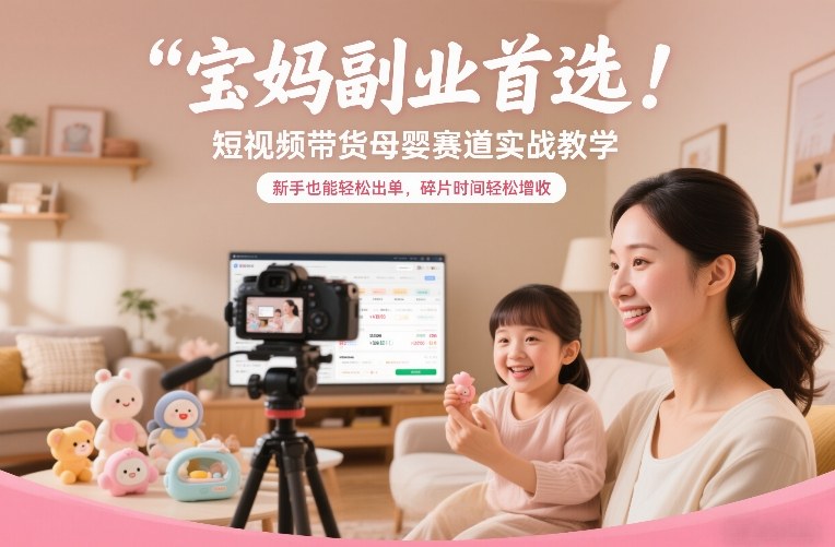 宝妈副业首选!短视频带货母婴赛道实战教学,新手也能轻松出单,碎片时间轻松增收网创吧-网创项目资源站-副业项目-创业项目-搞钱项目网创吧