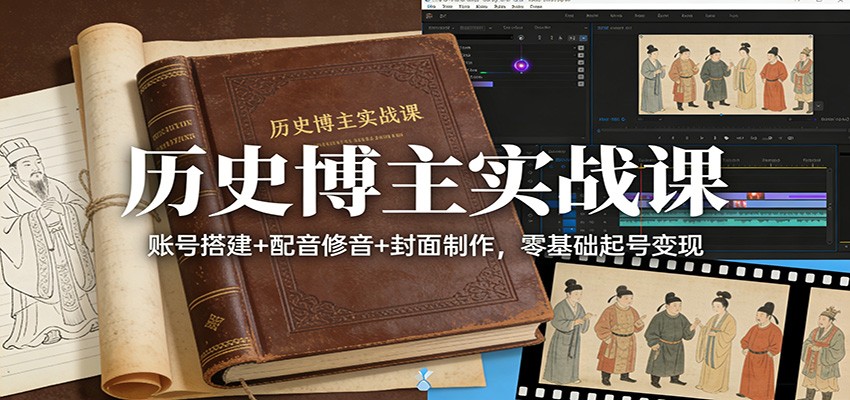 历史博主实战课：账号搭建+配音修音+封面制作，零基础起号变现网创吧-网创项目资源站-副业项目-创业项目-搞钱项目网创吧