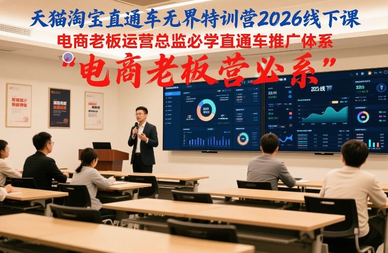 天猫淘宝直通车无界特训营2026线下课，电商老板运营总监必学直通车推广体系网创吧-网创项目资源站-副业项目-创业项目-搞钱项目网创吧