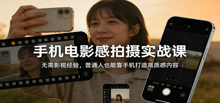 手机电影感拍摄实战课：无需影视经验，普通人也能靠手机打造高质感内容网创吧-网创项目资源站-副业项目-创业项目-搞钱项目网创吧