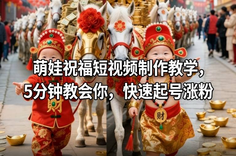 萌娃祝福短视频制作教学,5分钟教会你,快速起号涨粉网创吧-网创项目资源站-副业项目-创业项目-搞钱项目网创吧