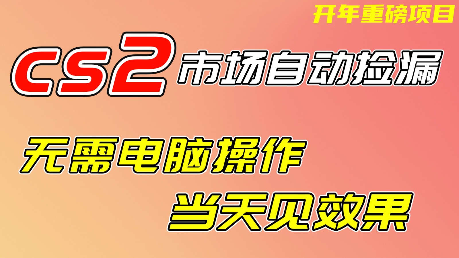CS2市场挂机项，无需电脑操作，无需进入游戏，当天见效果，支持任何形式验证网创吧-网创项目资源站-副业项目-创业项目-搞钱项目网创吧