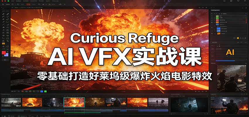 Curious Refuge AI VFX实战课，零基础打造好莱坞级爆炸火焰电影特效网创吧-网创项目资源站-副业项目-创业项目-搞钱项目网创吧