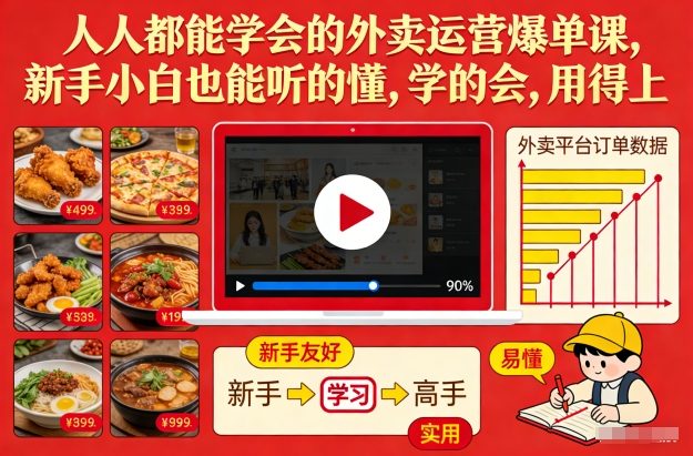 人人都能学会的外卖运营爆单课，新手小白也能听的懂，学的会，用得上网创吧-网创项目资源站-副业项目-创业项目-搞钱项目网创吧