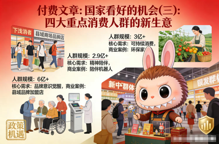 付费文章：国家看好的机会(三)：四大重点消 费人群的新生意网创吧-网创项目资源站-副业项目-创业项目-搞钱项目网创吧