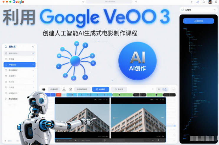 利l用Google Veo 3创建人工智能AI生成式电影制作课程，使用人工智能的力量创建令人惊叹的视频网创吧-网创项目资源站-副业项目-创业项目-搞钱项目网创吧