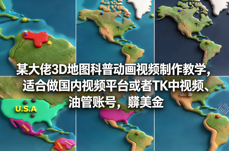 某大佬3D地图科普动画视频制作教学,适合做国内视频平台或者TK中视频、油管账号,賺美金网创吧-网创项目资源站-副业项目-创业项目-搞钱项目网创吧