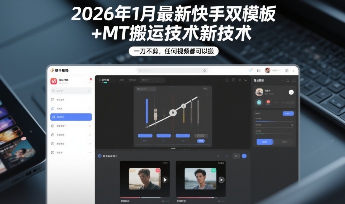 2026年1月最新快手双模板+MT搬运技术，一刀不剪，任何视频都可以搬网创吧-网创项目资源站-副业项目-创业项目-搞钱项目网创吧