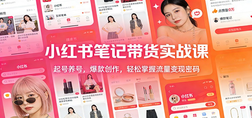 小红书笔记带货实战课:起号养号,爆款创作,轻松掌握流量变现密码网创吧-网创项目资源站-副业项目-创业项目-搞钱项目网创吧
