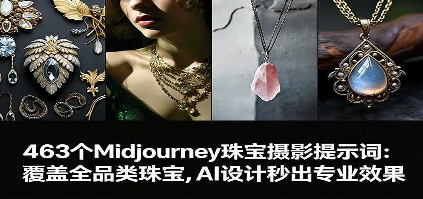 463个Midjourney珠宝摄影提示词：覆盖全品类珠宝，AI设计秒出专业效果网创吧-网创项目资源站-副业项目-创业项目-搞钱项目网创吧