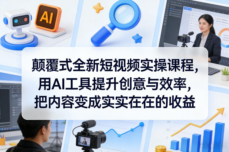 颠覆式全新短视频实操课程，用AI工具提升创意与效率，把内容变成实实在在的收益网创吧-网创项目资源站-副业项目-创业项目-搞钱项目网创吧