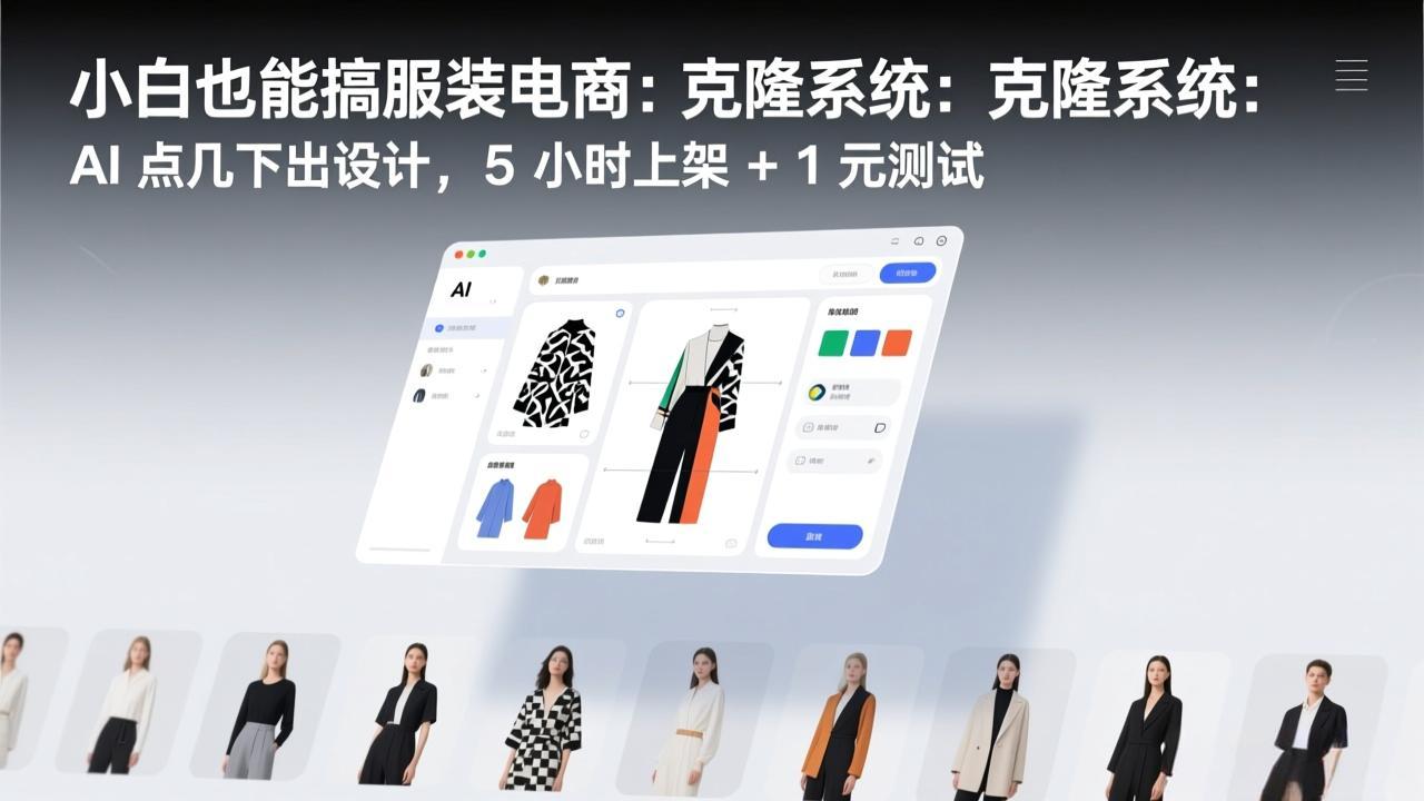 (17411期)小白也能搞服装电商:克隆系统:AI 点几下出设计,5 小时上架 + 1 元测试网创吧-网创项目资源站-副业项目-创业项目-搞钱项目网创吧