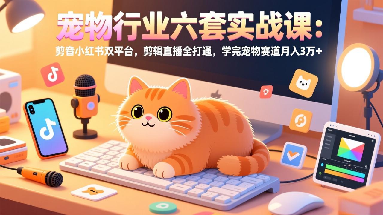 （17411期）宠物行业六套实战课：抖音小红书双平台，剪辑直播全打通，学完宠物赛道月入3万+网创吧-网创项目资源站-副业项目-创业项目-搞钱项目网创吧