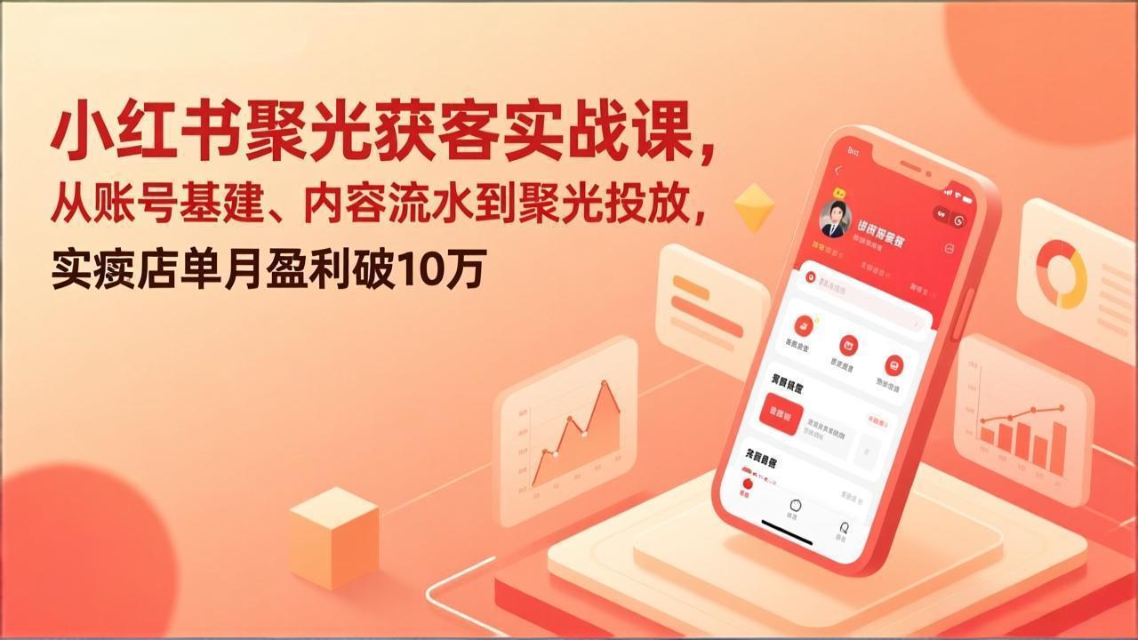 （17377期）小红书聚光获客实战课，从账号基建、内容流水到聚光投放，实体店单月盈利破10万网创吧-网创项目资源站-副业项目-创业项目-搞钱项目网创吧