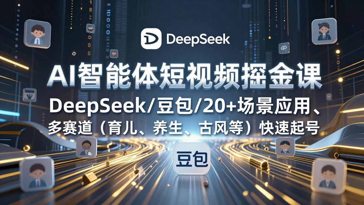 （17365期）AI智能体短视频掘金课，DeepSeek/豆包/20+场景应用、多赛道（育儿、养生、古风等）快速起号网创吧-网创项目资源站-副业项目-创业项目-搞钱项目网创吧